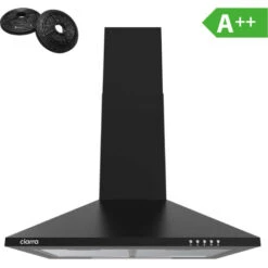 CIARRA Cappa A Parete Piramide 60cm 201BK60 - Nero: 350m³/h Estrazione, 3 Livelli Di Potenza, Filtro A Carbone E Grasso