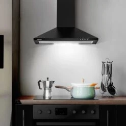 CIARRA Cappa A Parete Piramide 60cm 201BK60 - Nero: 350m³/h Estrazione, 3 Livelli Di Potenza, Filtro A Carbone E Grasso -Fornello Italia 64996425 4