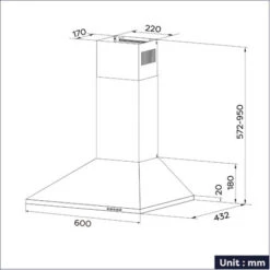CIARRA Cappa A Parete Piramide 60cm 201BK60 - Nero: 350m³/h Estrazione, 3 Livelli Di Potenza, Filtro A Carbone E Grasso -Fornello Italia 64996425 5