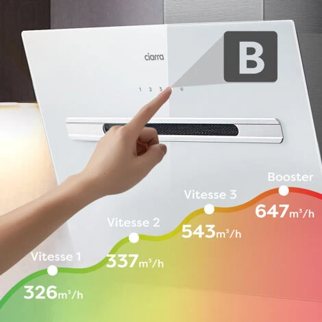 CIARRA Cappa Aspirante Controllo WiFi APP CD6736GS - Bianco, 3 Velocità, 750 M³/h, Controllo APP, 60 Cm, Filtro In Alluminio, Facile Da Pulire 5 CIARRA Cappa Aspirante Controllo WiFi APP CD6736GS - Bianco, 3 Velocità, 750 M³/h, Controllo APP, 60 Cm, Filtro In Alluminio, Facile Da Pulire - immagine 3