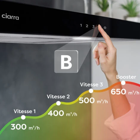 CIARRA Cappa Aspirante Touch Control 60cm CBCS6102 - Nero Con Capacità Di Aspirazione Di 650 M³/h 4 CIARRA Cappa Aspirante Touch Control 60cm CBCS6102 - Nero Con Capacità Di Aspirazione Di 650 M³/h - immagine 2