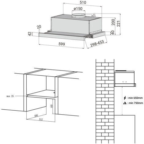 Cappa Telescopica Sottopensile Ciarra 60 Cm Con 2 Velocità - Design Scorrevole In Acciaio Inox 7 Cappa Telescopica Sottopensile Ciarra 60 Cm Con 2 Velocità - Design Scorrevole In Acciaio Inox - immagine 5