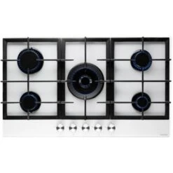 PremierTech PC905GW Piano Cottura A Gas Bianco Da 90cm (86cm) 5 Fuochi In Vetro