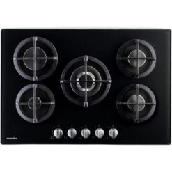 PremierTech PC5G75V Piano Cottura A Gas 5 Fuochi 75cm Vetro Nero