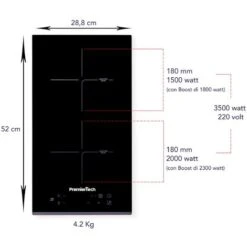 PT-PC2I PremierTech Piano Cottura Induzione 30cm 2 Fuochi Da Incasso Funzione Boost Touch Control Display Led Vetro Front Edge 9 PT-PC2I PremierTech Piano Cottura Induzione 30cm 2 Fuochi Da Incasso Funzione Boost Touch Control Display Led Vetro Front Edge -Fornello Italia 77553661 3