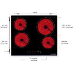 PT-PC4C PremierTech Piano Cottura 4 Fuochi Vetroceramica 60cm Elettrico Da Incasso Display Led Touch Control Vetro Front Smussato -Fornello Italia 77553662 3