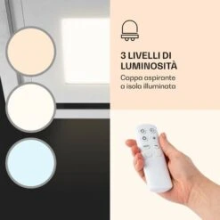 Klarstein Remy Brilliant Edition- Cappa A Isola, 90 Cm, 609 M³/h, Classe Energetica A, LED, Vetro -Fornello Italia 77559352 3