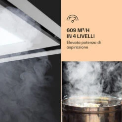 Klarstein Remy Brilliant Edition- Cappa A Isola, 90 Cm, 609 M³/h, Classe Energetica A, LED, Vetro -Fornello Italia 77559352 4