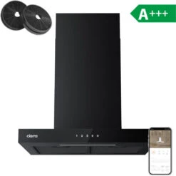 Cappa Ciarra Touch Screen A Parete 60cm, 650m3/h, 4 Velocità Booster, LED Dimmerabile - Nero CD6102B