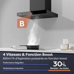 Cappa Ciarra Touch Screen A Parete 60cm, 650m3/h, 4 Velocità Booster, LED Dimmerabile - Nero CD6102B -Fornello Italia 78189066 3