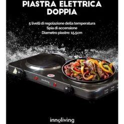 Piastra Elettrica Doppia Per Cucinare 5 Livelli 2000W, Innoliving INN-748 -Fornello Italia 81463294 2