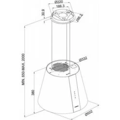 Silverline 4386 Pure Plus WH Cappa A Isola Sospesa 50 Cm -Fornello Italia 81816572 4
