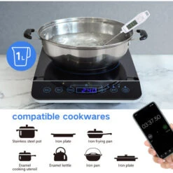 Aigostar BlueFire – Piastra A Induzione Portatile, Piano Cottura Portatile Con Pannello Touch. Fornello A Induzione Elettrico Fino A 240℃ E 2000W -Fornello Italia 82172028 4