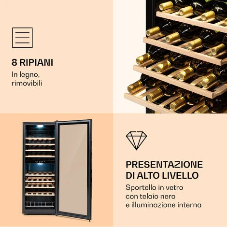 Klarstein Barossa 54 Duo Frigorifero Per Vini 2 Zone 148 Litri 54 Bottiglie Display Touch Nero 6 Klarstein Barossa 54 Duo Frigorifero Per Vini 2 Zone 148 Litri 54 Bottiglie Display Touch Nero - immagine 4