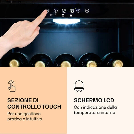 Klarstein Barossa 54 Duo Frigorifero Per Vini 2 Zone 148 Litri 54 Bottiglie Display Touch Nero 7 Klarstein Barossa 54 Duo Frigorifero Per Vini 2 Zone 148 Litri 54 Bottiglie Display Touch Nero - immagine 5