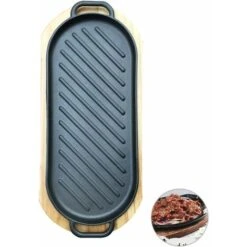 MINKUROW Bistecchiera A Piastra Piana In Ghisa Con Vassoio In Legno Piastra Teppanyaki Antiaderente Per Cucina Domestica -Fornello Italia 88623721 4
