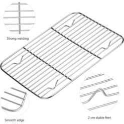 MINKUROW Teglia Da Forno + Griglia Di Raffreddamento, 26,5 X 20 X 2,5 Cm Teglia Da Forno Universale In Acciaio Inossidabile Teglia Da Forno Rettangolare -Fornello Italia 88623723 4