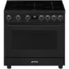 Smeg C91IEA9 Estetica Mista Cucina Con Piano A Induzione E Forno Elettrico Termoventilato 5 Zone Classe Energetica A 90x60 Cm Antracite