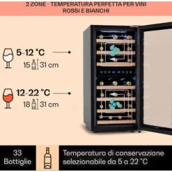 Klarstein Vinamour 54D Cantinetta 2 Zone 148 L 54 Bottiglie Parte Frontale In Acciaio Inox -Fornello Italia 97203069 3