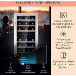 Klarstein Vinamour 54D Cantinetta 2 Zone 148 L 54 Bottiglie Parte Frontale In Acciaio Inox -Fornello Italia 97203069 4