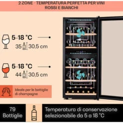 Klarstein Vinamour 66 Duo - Frigorifero Per Vini, 2 Zone, 204 L/79 Bottiglie, 5-18 °C, Touch 9 Klarstein Vinamour 66 Duo - Frigorifero Per Vini, 2 Zone, 204 L/79 Bottiglie, 5-18 °C, Touch -Fornello Italia 97203076 3