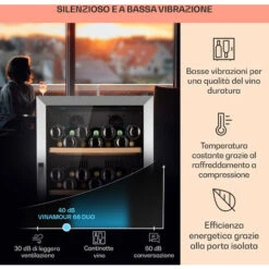 Klarstein Vinamour 66 Duo - Frigorifero Per Vini, 2 Zone, 204 L/79 Bottiglie, 5-18 °C, Touch 10 Klarstein Vinamour 66 Duo - Frigorifero Per Vini, 2 Zone, 204 L/79 Bottiglie, 5-18 °C, Touch -Fornello Italia 97203076 4