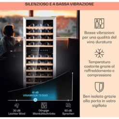 Klarstein Vinamour 73 Duo - Frigorifero Per Vini, 2 Zone, 192 L/73 Bottiglie, 5-18 °C, Touch 10 Klarstein Vinamour 73 Duo - Frigorifero Per Vini, 2 Zone, 192 L/73 Bottiglie, 5-18 °C, Touch -Fornello Italia 97203084 4