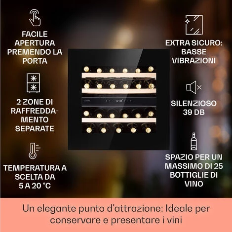 Klarstein Rhône 25 Duo - Frigorifero Per Vini, Raffreddamento A Compressione, 2 Zone, 75 Litri/25 Bottiglie 4 Klarstein Rhône 25 Duo - Frigorifero Per Vini, Raffreddamento A Compressione, 2 Zone, 75 Litri/25 Bottiglie - immagine 2