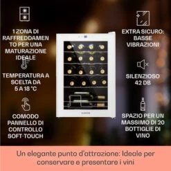 Klarstein Klarstein Shiraz 20 Uno - Frigorifero Per Vini, 53 L, 20 Bottiglie, Pannello Di Controllo Touch, 5-18°C -Fornello Italia 97203169 2