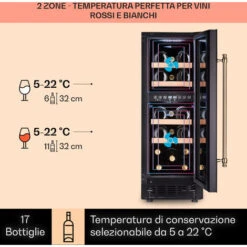 Klarstein Vinovilla 17 Built-In Duo Vilhelmine Edition - Frigorifero Per Vini, 17 Bottiglie, 3 Colori, Sportello In Vetro -Fornello Italia 97203176 3