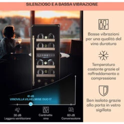 Klarstein Vinovilla 17 Built-In Duo Vilhelmine Edition - Frigorifero Per Vini, 17 Bottiglie, 3 Colori, Sportello In Vetro -Fornello Italia 97203176 4