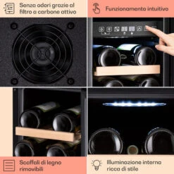 Klarstein Vinovilla 17 Built-In Duo Vilhelmine Edition - Frigorifero Per Vini, 17 Bottiglie, 3 Colori, Sportello In Vetro -Fornello Italia 97203176 5