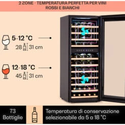Klarstein Barossa 73 Duo - Frigorifero Per Vini, 2 Zone, 192 Litri, 73 Bottiglie, Display Touch -Fornello Italia 97203177 3