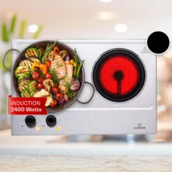 Klarstein Ramsey Piano Cottura Doppio, 2400W, 11 Livelli Di Potenza, Vetroceramica