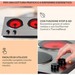 Klarstein Ramsey Piano Cottura Doppio, 2400W, 11 Livelli Di Potenza, Vetroceramica -Fornello Italia 97203213 4